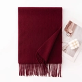 Sciarpa rosso scuro effetto lana con frange, morbido scialle invernale unisex - 180x30cm / Rosso Astro Scuro (-35)