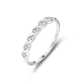 Anillo de plata esterlina S925 con banda retorcida y piedras de circón blanco puro - Platino-FDJZ-184