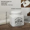 Nordic white ceramic sugar canister 650ml with lid and elegant decorative lettering - 6105-Sugar Jar