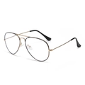 Classic black and gold metal aviator frame glasses with anti-blue light clear lenses - Anti blue light / Black Gold