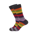 Detailed view of colorful striped crew socks for men with high-quality knitted texture - 42-46 / Black Mixed Stripes