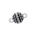 Macro view of silver magnetic clasp with black crystals for jewelry necklaces - 6mm Platinum Black Zirconia