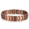 Men's double row magnetic therapy copper bracelet with black stones in rustic style - Bracelet 12 (Bronze/Double Row Magnets)