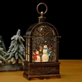 Weihnachts-Laterne mit Schneemann Spieluhr und wirbelnden Glitzer-Effekten - Zwei Schneemänner