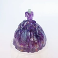 Purple crystal resin princess dress figurine with bow detail on a clear glass stand - Large Amethyst