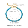 Himmelblaues Türkis-Perlenarmband mit Goldakzenten und Maßangaben zur Größe - Himmelblauer Perlen Stil (KB0696-5)