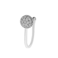 Silver non-pierced U-shaped nose clip with sparkling round pave zircon stones - Full Diamond Round (WG-0903) / Silver