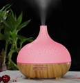 Pink crackle finish ultrasonic humidifier with light wood base and mist display - Translucent Crack Light / AU Plug