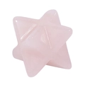 Hand-polished natural rose quartz Merkaba star stone pendant with healing crystal texture - Rose Quartz