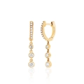 Elegante gouden dubbele oorbellen met fonkelende diamanten kwastjes op witte basis - 24K / Goud (JQH0275-GG)