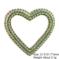 Golden heart-shaped jewelry pendant with green cubic zirconia micro-pave setting - Style 18: Copper Micro-set Zircon Connecting Clasp