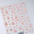 3D embossed teddy bear and rose nail stickers TS-3996 with matte finish for nail art - Rose Bear (TS-3996)