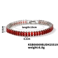 Classic silver tennis bracelet with sparkling rectangular red zircon stones, 19cm length - 19cm / Silver/Red Zirconia