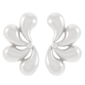 Orecchini a petalo a goccia in argento con finitura metallica a specchio - Stile a Goccia Ala Astratta Argento (N-1144)
