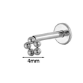 F136 titanium 5-bead flower threadless labret earring stud in silver 4mm size - 4mm (582-6#) / Silver