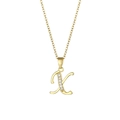 Collier plaqué or 18K avec pendentif lettre K serti de zircons sur une chaîne croisée - Lettre X