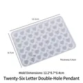 Translucent silicone mold for DIY heart alphabet pendants, size 12.2x8.7x0.4cm - 26 Letters Heart-Double Hole / Silicone Mold