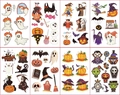 Detailansicht von acht Bögen mit niedlichen Halloween Kürbis und Geist Tattoos - Halloween-Stil mit mehreren Cartoon-Mustern