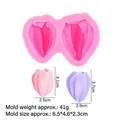 Pink silicone tulip petal mold for cake decorating and chocolate baking DIY - 2-Cavity Tulip / Pink