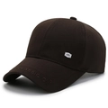 Casquette de baseball en toile de coton marron foncé avec plaque métal et broderie - Réglable / café