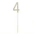 Sparkling gold number 4 cake topper with inlaid rhinestones for birthday decoration - Number 4 / Gold