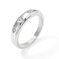 Polished silver stainless steel ring featuring three vertical North Star engravings with crystals - US 9 / Silver (PBJ232)