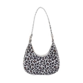 Sac sous le bras à motif léopard avec bandoulière réglable et détail pompon doux - Léopard Noir