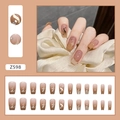 Faux ongles ballerine courts avec dégradé kaki, étoiles françaises et strass brillants - Dégradé Kaki (Z598) / Type à Colle