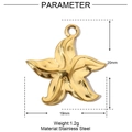 Detailed parameter display for a gold starfish pendant in stainless steel measuring 19x20mm - Starfish (YE525)