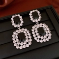 Detailed macro view of vintage silver earrings with black faceted gems and crystal accents - Silver Needle-Silver-Black Square Palace Style(38#)