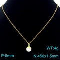 Gold finish stainless steel necklace with pink peach fruit pendant 450mm chain - Pink White Longevity Peach Style (KN292121-Z)