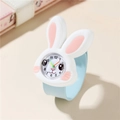 Orologio a scatto per bambini con simpatico coniglietto e cinturino in silicone azzurro morbido - Azzurro
