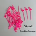 Detail of 50-pack rose pink flamingo plastic cocktail picks and dessert fruit forks - Rose Pink Flamingo Picks (50 Pcs)