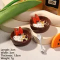 Detailed macro view of 3x3cm miniature resin ice cream dessert bowl model for DIY crafts - White Jam Salad
