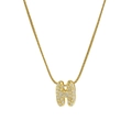 18k gold plated brass necklace featuring a cubic zirconia paved letter H pendant - Necklace H / Gold