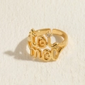 Toi et moi open ring 14K verguld koper met glas-zirkon en elegant letterontwerp - Toi Et Moi Belettering Stijl (20230608)