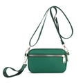 Compact dark green multi-compartment shoulder bag with gold zippers and adjustable strap - Green