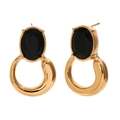 Black Zircon Circle Earrings Gold/Black