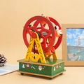 Ruota panoramica musicale di Natale in legno con Babbo Natale e pupazzo di neve - Ruota Panoramica Rossa