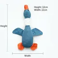 Blue plush goose pet toy with orange feet showing dimensions 32cm height and 22cm width - Blue Wild Goose