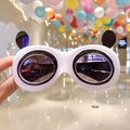 Cute panda-shaped kids sunglasses with white frame and dark lenses for girls - Black White Panda