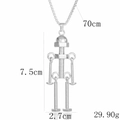 Silver skeleton pendant necklace dimensions: 70cm chain with 7.5cm robot skull charm - Screw Robot