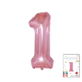 Pink number 1 foil balloon for birthday parties, available in sizes 16 to 40 inches - 40-inch Jelly Powder With Paper Card
