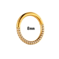 8mm golden titanium nose ring hoop with sparkling cubic zirconia stones for piercings - 8mm / Gold