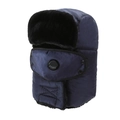 Gorro de aviador azul marino con mascarilla con válvula y forro de piel sintética negra - Azul marino