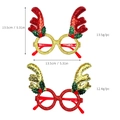 Gafas de Navidad brillantes con astas de reno rojas y doradas con medidas - Gafas de Astas de Reno con Purpurina