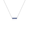 Elegante collana in argento 925 con tre pietre preziose blu rettangolari e diamanti - Argento 925 / Platino