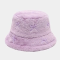 Plush lavender faux fur bucket hat featuring sweet satin ribbon bows for winter warmth - One Size / Light Purple