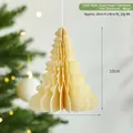 Creamy white 10cm honeycomb paper Christmas tree ornament with festive green background - 10cm Multi-layer Christmas Tree / Beige