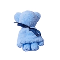 Cadeau de serviette en forme d'ours bleu clair avec ruban de soie bleu foncé - Ours Bleu